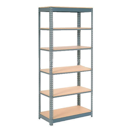 Heavy Duty Shelving 36W X 18D X 72H With 6 Shelves, Wood Deck, Gray
